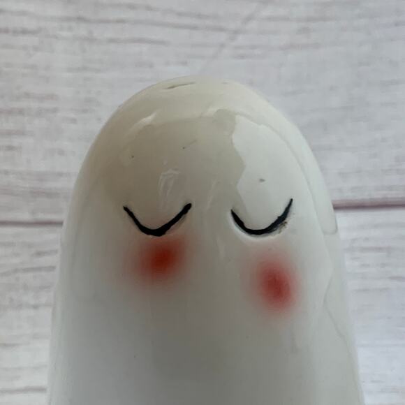 White Halloween Blushing Ghost with Rosy Cheeks Ceramic 8 1/2"H - Picture 6 of 11